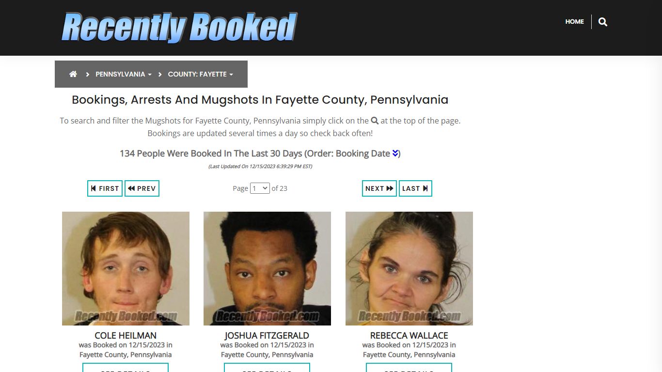 Bookings, Arrests and Mugshots in Fayette County, Pennsylvania